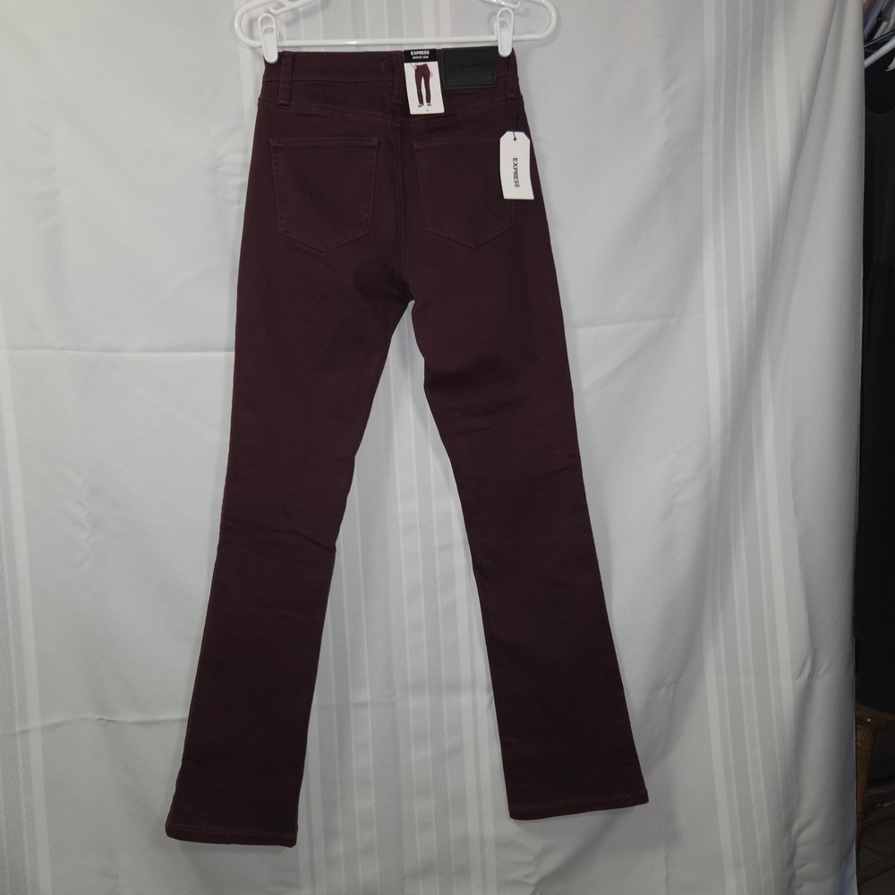 Express Bootcut Jeans Womens 4 Burgundy Wine Wash High Rise New With Tags